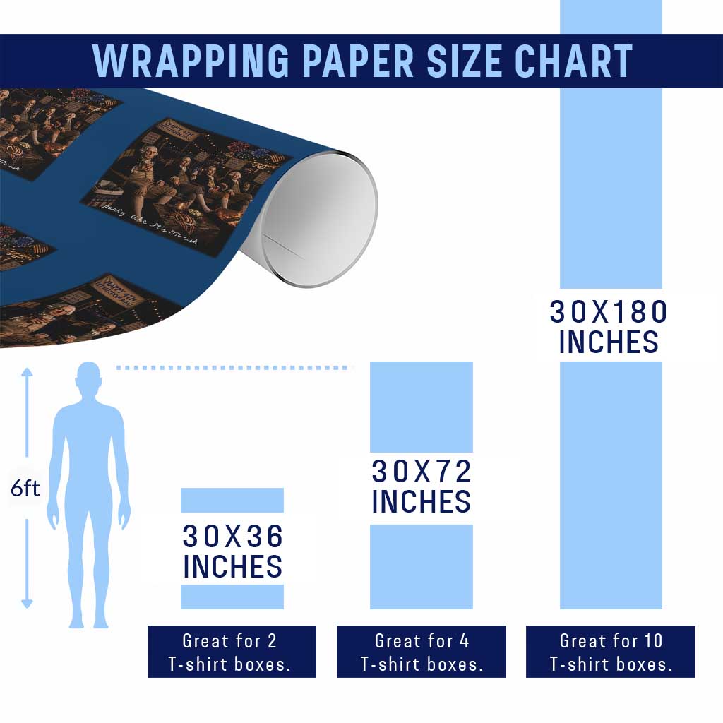 Party Like It Is 1776 Founding Father Wrapping Paper Roll Funny 4th of July Meme