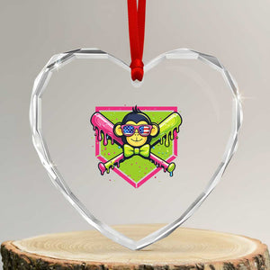 Party Monkey Baseball Drip Funny Animals Lover Heart Crystal Glass Ornament TS11 Transparent Glass 3'' Heart Print Your Wear