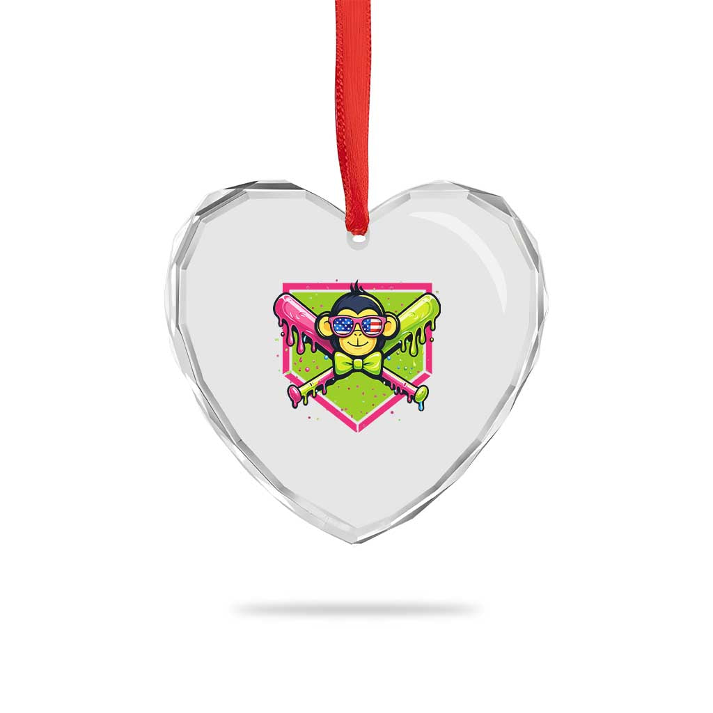 Party Monkey Baseball Drip Funny Animals Lover Heart Crystal Glass Ornament TS11 Print Your Wear