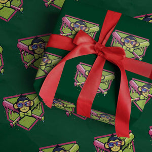 Party Monkey Baseball Drip Funny Animals Lover Wrapping Paper Roll TS11 Green Print Your Wear