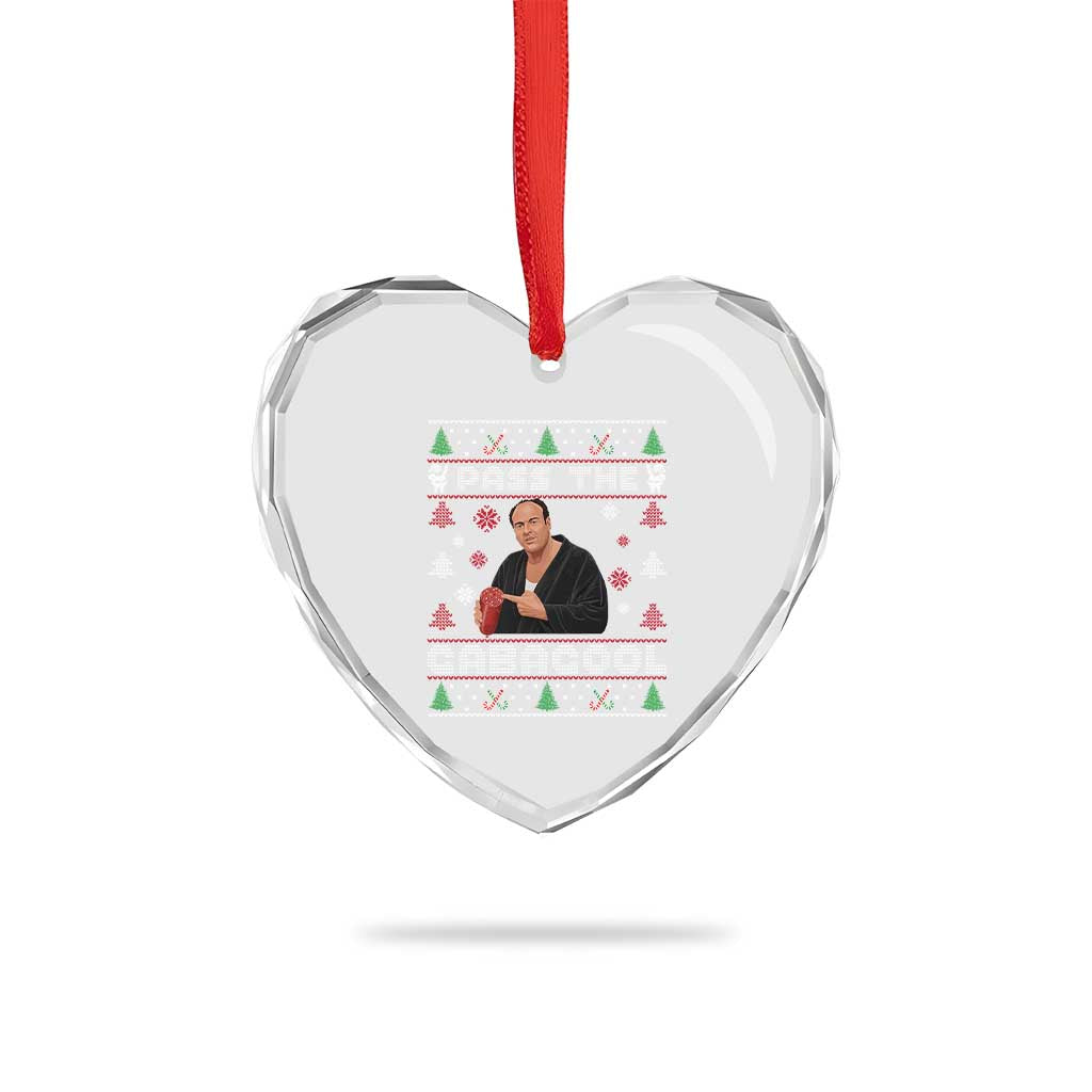 Pass The Gabagool Ugly Christmas Heart Crystal Glass Ornament Retro TV Show Funny TS10 Print Your Wear