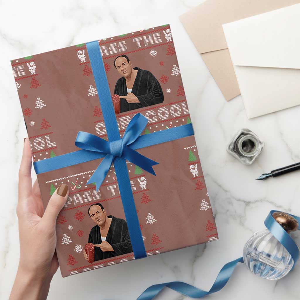 Pass The Gabagool Ugly Christmas Wrapping Paper Roll Retro TV Show Funny TS10 Mocha Print Your Wear