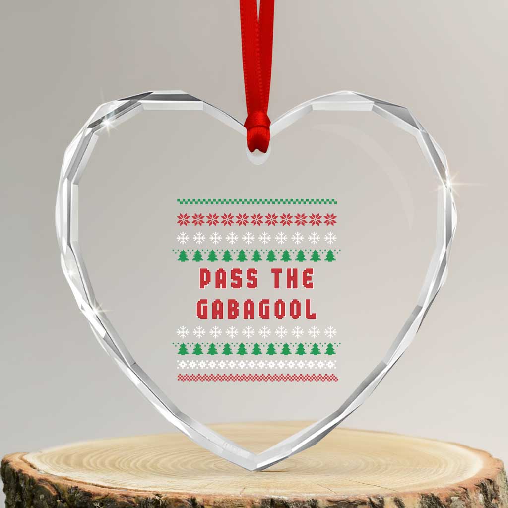 Pass The Gabagool Xmas Heart Crystal Glass Ornament Funny Italy Xmas Italian French Pork Lover Ugly Sweater TS02 Transparent Glass 3'' Heart Print Your Wear