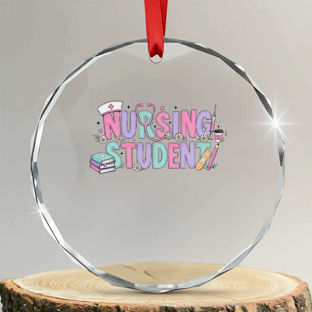 Pastel Nursing Student Medical School Gift Crystal Glass Ornament TS12 Transparent Glass 3'' Circle Print Your Wear