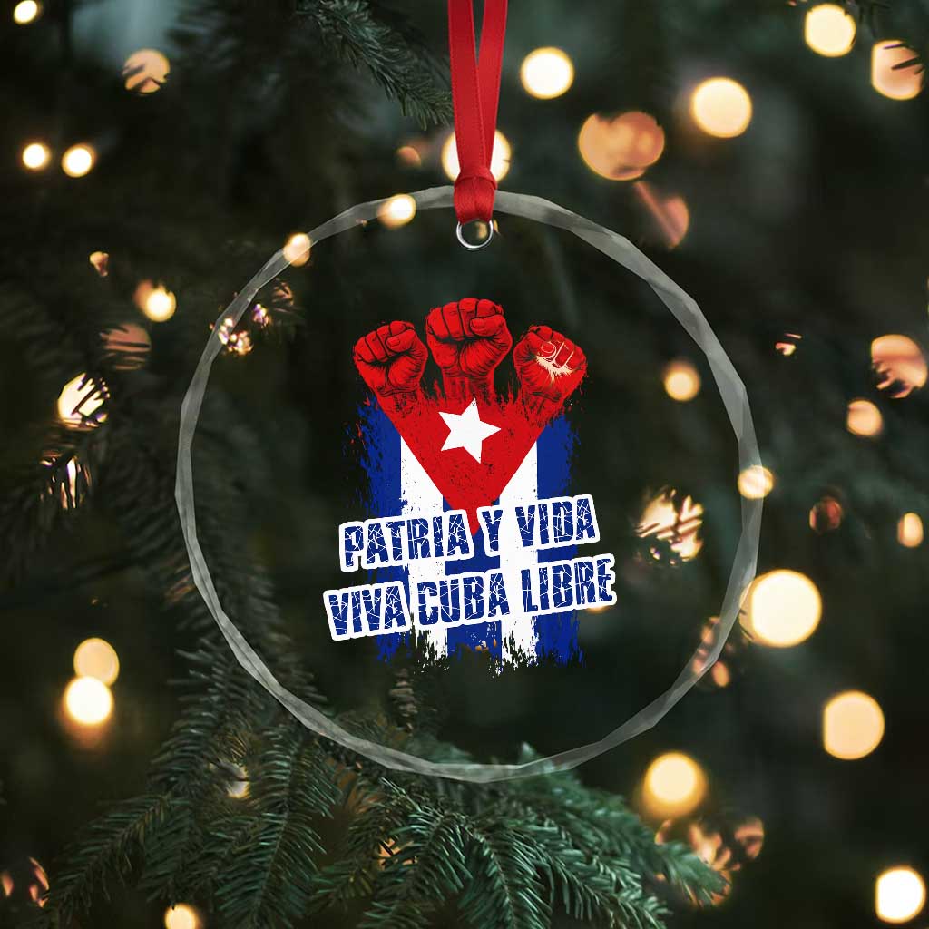 Patria y Vida Cuba Libre Crystal Glass Ornament Cuba Flag Fist Freedom Movement TS11 Print Your Wear