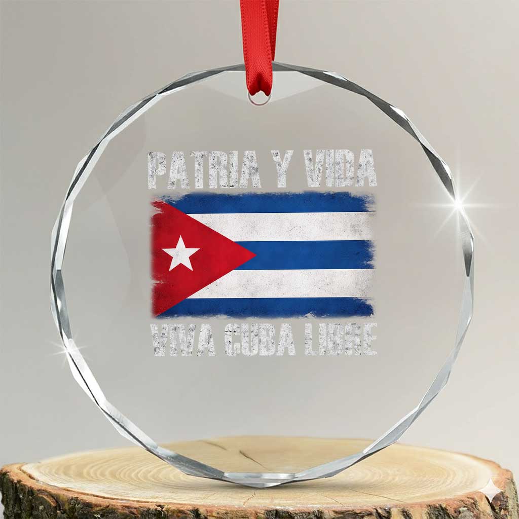Patria y Vida Cuba Libre Crystal Glass Ornament Freedom Patriotic Cuban Flag TS11 Transparent Glass 3'' Circle Print Your Wear