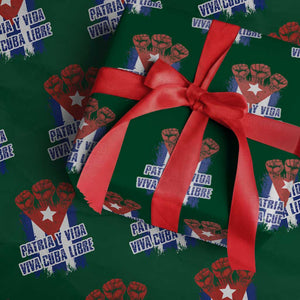Patria y Vida Cuba Libre Wrapping Paper Roll Cuba Flag Fist Freedom Movement TS11 Green Print Your Wear