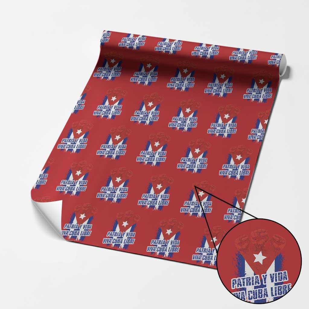 Patria y Vida Cuba Libre Wrapping Paper Roll Cuba Flag Fist Freedom Movement TS11 Red Print Your Wear
