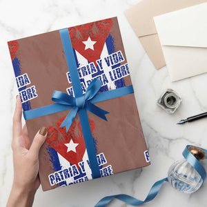 Patria y Vida Cuba Libre Wrapping Paper Roll Cuba Flag Fist Freedom Movement TS11 Mocha Print Your Wear