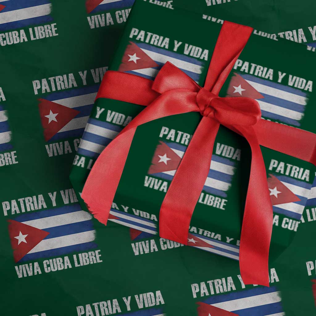 Patria y Vida Cuba Libre Wrapping Paper Roll Freedom Patriotic Cuban Flag TS11 Green Print Your Wear