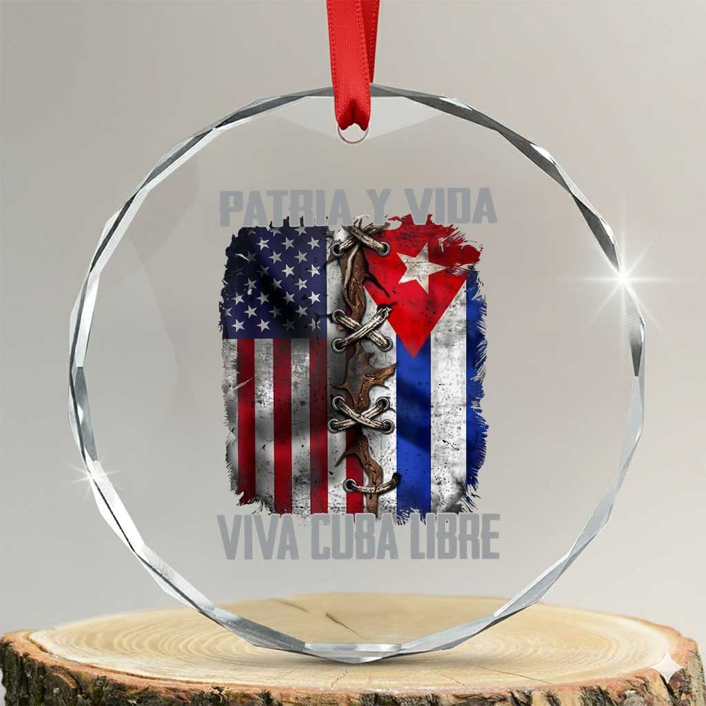 Patria y Vida Cuba Libre Freedom Crystal Glass Ornament Cuban Pride Independence USA Cuba Flag TS02 Transparent Glass 3'' Circle Print Your Wear