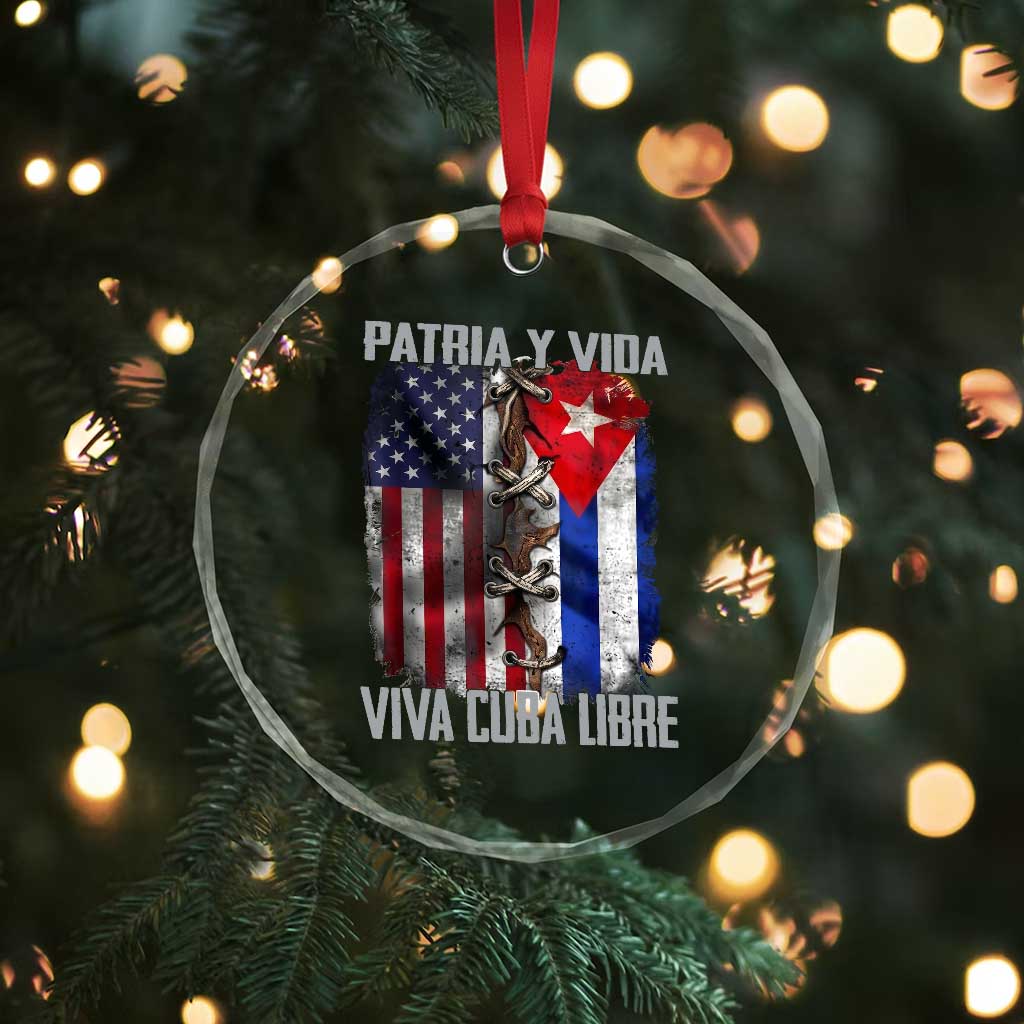 Patria y Vida Cuba Libre Freedom Crystal Glass Ornament Cuban Pride Independence USA Cuba Flag TS02 Print Your Wear