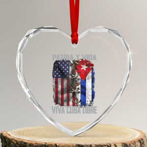 Patria y Vida Cuba Libre Freedom Heart Crystal Glass Ornament Cuban Pride Independence USA Cuba Flag TS02 Transparent Glass 3'' Heart Print Your Wear