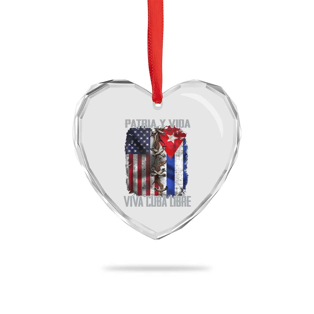 Patria y Vida Cuba Libre Freedom Heart Crystal Glass Ornament Cuban Pride Independence USA Cuba Flag TS02 Print Your Wear