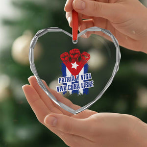 Patria y Vida Cuba Libre Heart Crystal Glass Ornament Cuba Flag Fist Freedom Movement TS11 Print Your Wear