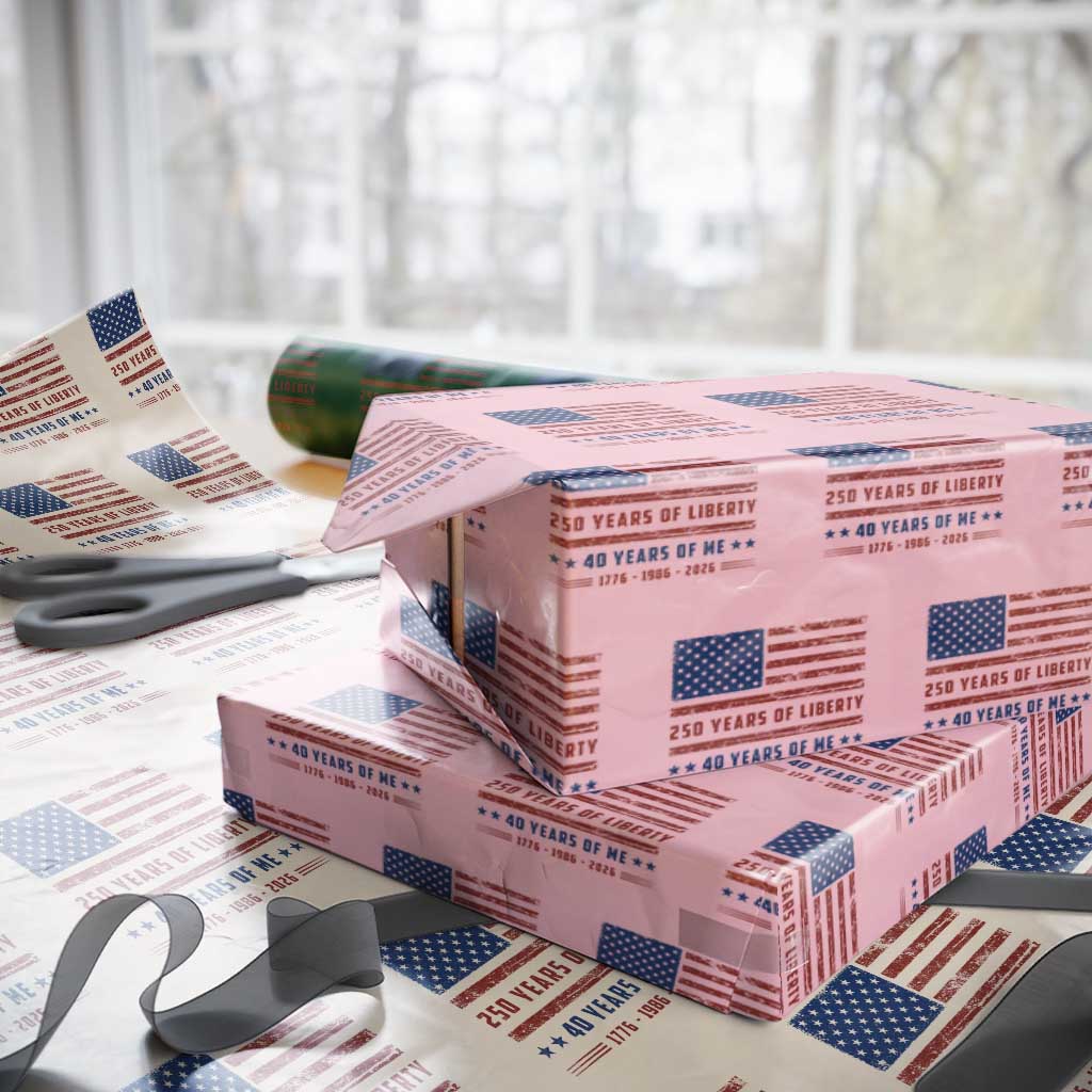 Patriotic 40th Birthday USA 250th Anniversary Wrapping Paper Roll 250 Years of Liberty 1986 40 Year Old Gift