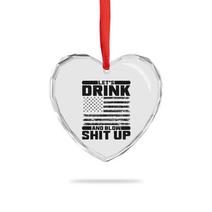Patriotic 4th of July Fireworks Funny Drinking Party Heart Crystal Glass Ornament Let's Drink And Blow Shit Up Gag Gift