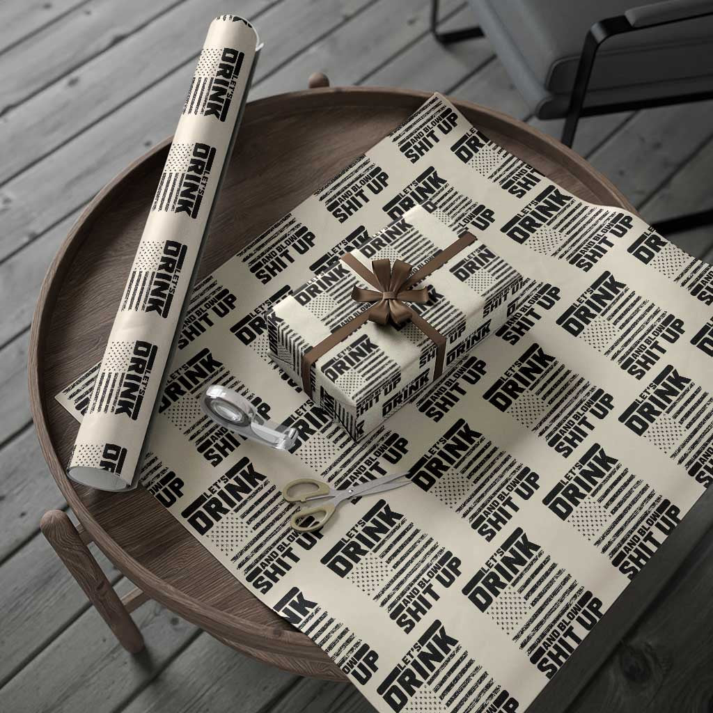 Patriotic 4th of July Fireworks Funny Drinking Party Wrapping Paper Roll Let's Drink And Blow Shit Up Gag Gift