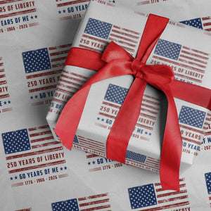 Patriotic 60th Birthday USA 250th Anniversary Wrapping Paper Roll 250 Years of Liberty 1966 60 Year Old Gift