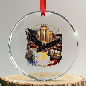 Patriotic American Eagle 9 11 Memorial 25th Anniversary Crystal Glass Ornament 25 Years 2021 2026 Never Forget
