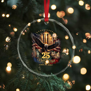 Patriotic American Eagle 9 11 Memorial 25th Anniversary Crystal Glass Ornament 25 Years 2021 2026 Never Forget