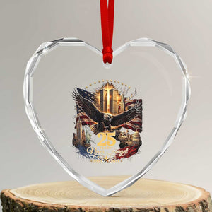 Patriotic American Eagle 9 11 Memorial 25th Anniversary Heart Crystal Glass Ornament 25 Years 2021 2026 Never Forget