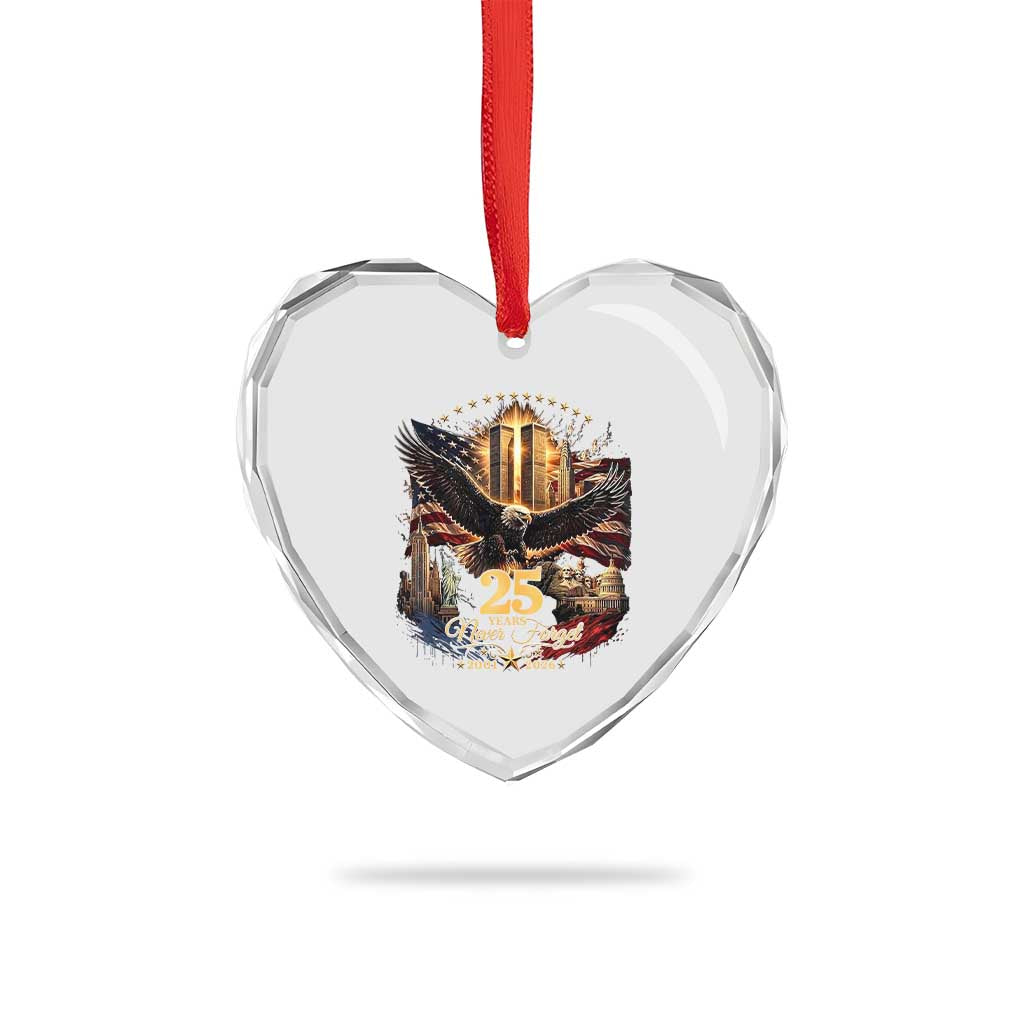 Patriotic American Eagle 9 11 Memorial 25th Anniversary Heart Crystal Glass Ornament 25 Years 2021 2026 Never Forget