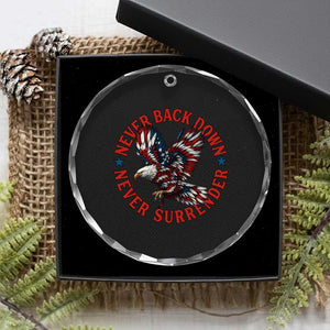 Patriotic American Eagle Graphic Crystal Glass Ornament Never Back Down Never Surrender Memorial for Freedom Fighters TS02 Print Your Wear
