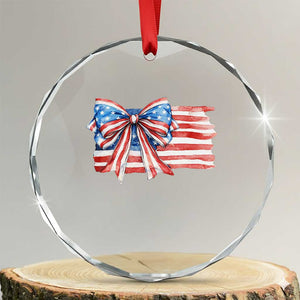 Patriotic American Flag Bow Crystal Glass Ornament Gift For Women TS12 Transparent Glass 3'' Circle Print Your Wear