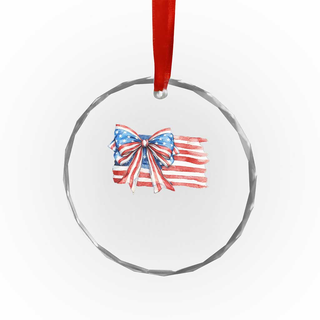 Patriotic American Flag Bow Crystal Glass Ornament Gift For Women TS12 Print Your Wear