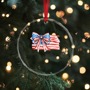 Patriotic American Flag Bow Crystal Glass Ornament Gift For Women TS12 Print Your Wear
