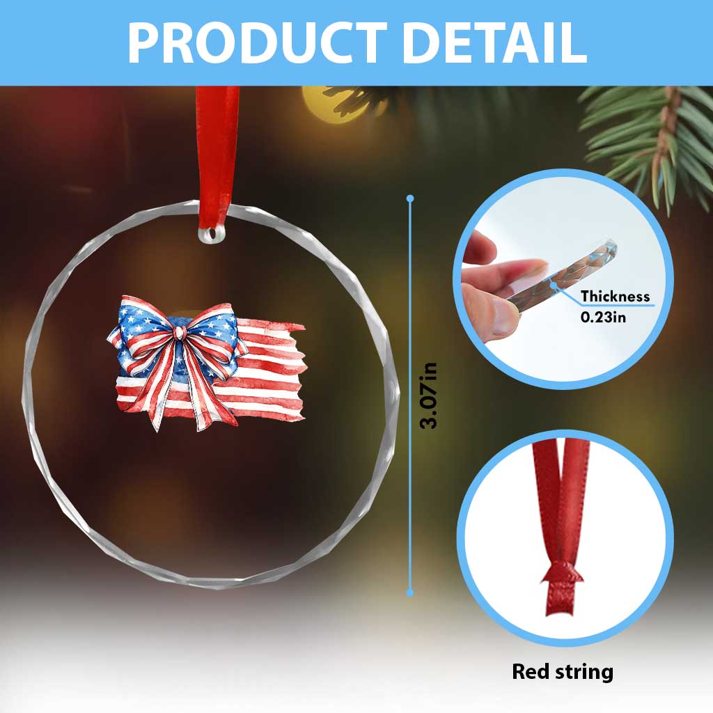 Patriotic American Flag Bow Crystal Glass Ornament Gift For Women TS12 Print Your Wear