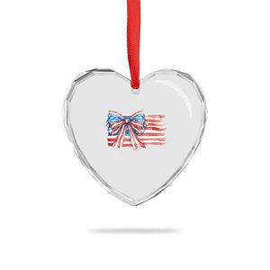 Patriotic American Flag Bow Heart Crystal Glass Ornament Gift For Women TS12 Print Your Wear
