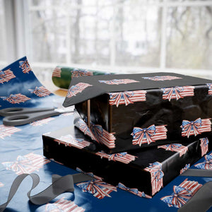 Patriotic American Flag Bow Wrapping Paper Roll Gift For Women TS12 Black Print Your Wear
