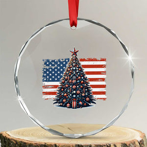 Patriotic American Flag Christmas Crystal Glass Ornament TS14 Transparent Glass 3'' Circle Print Your Wear