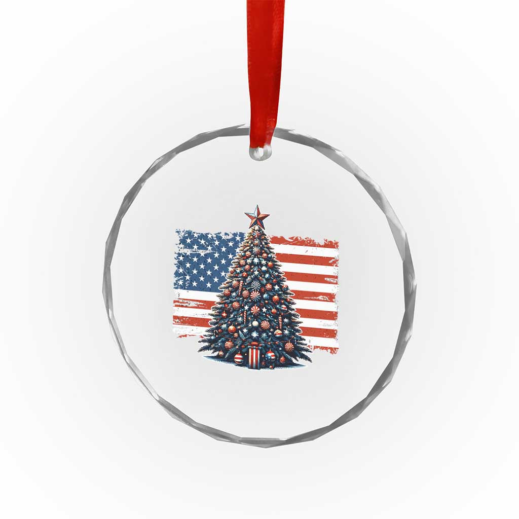 Patriotic American Flag Christmas Crystal Glass Ornament TS14 Print Your Wear