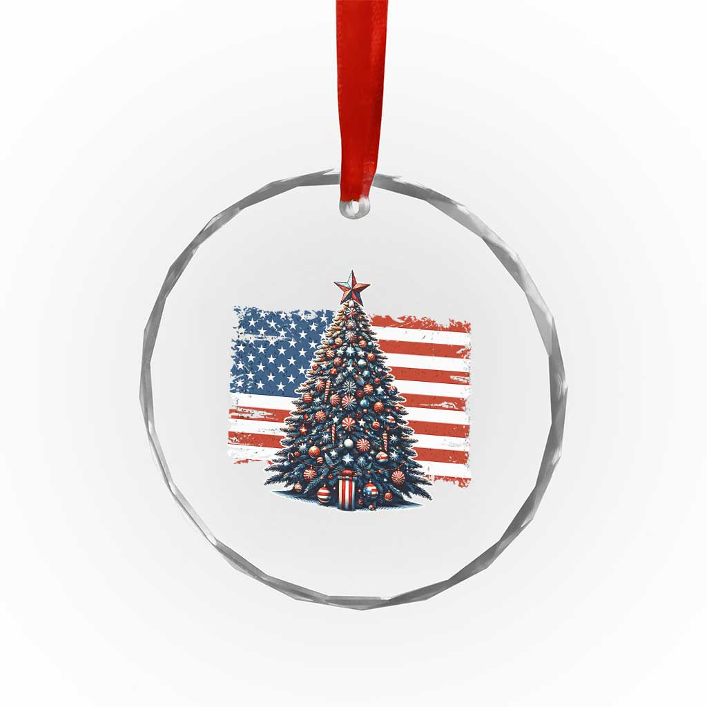Patriotic American Flag Christmas Crystal Glass Ornament TS14 Print Your Wear