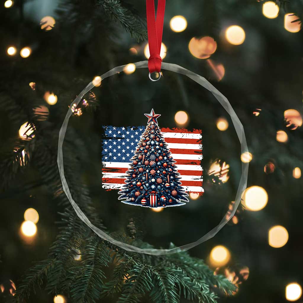 Patriotic American Flag Christmas Crystal Glass Ornament TS14 Print Your Wear