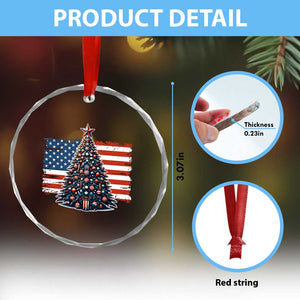 Patriotic American Flag Christmas Crystal Glass Ornament TS14 Print Your Wear