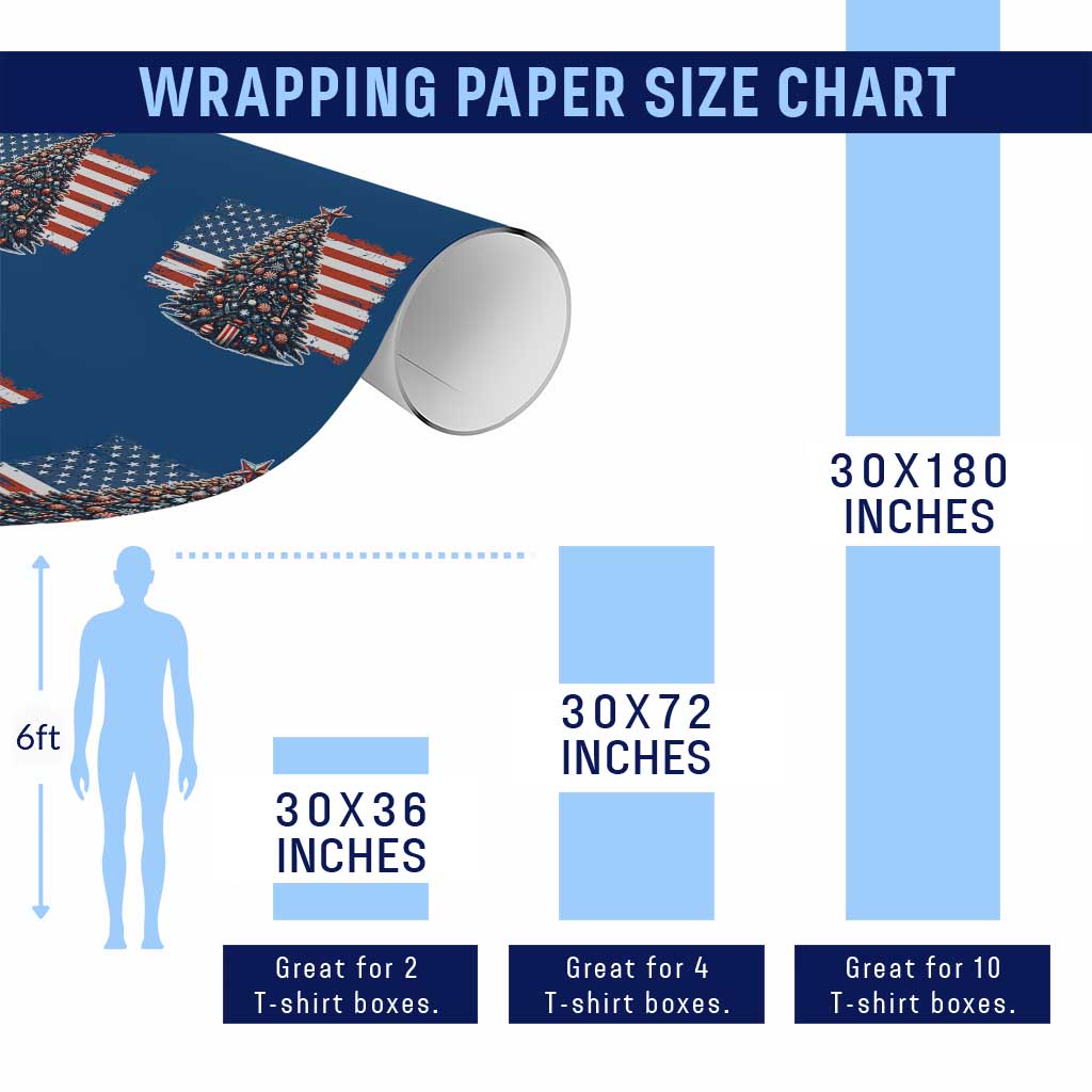 Patriotic American Flag Christmas Wrapping Paper Roll TS14 Print Your Wear