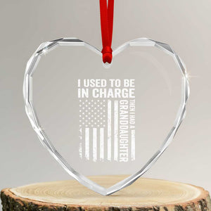 Patriotic American Flag Grandfather Pride Heart Crystal Glass Ornament I Used To Be In Charge Granddaughter Funny Grandpas Girls Distressed USA Style