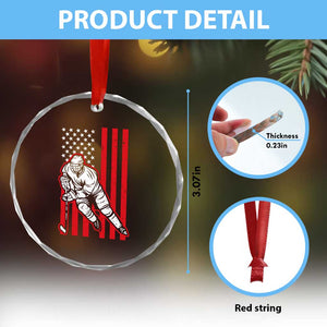 Patriotic American Flag Ice Hockey Player Crystal Glass Ornament Stars And Stripes Sports Graphic TS02 Print Your Wear