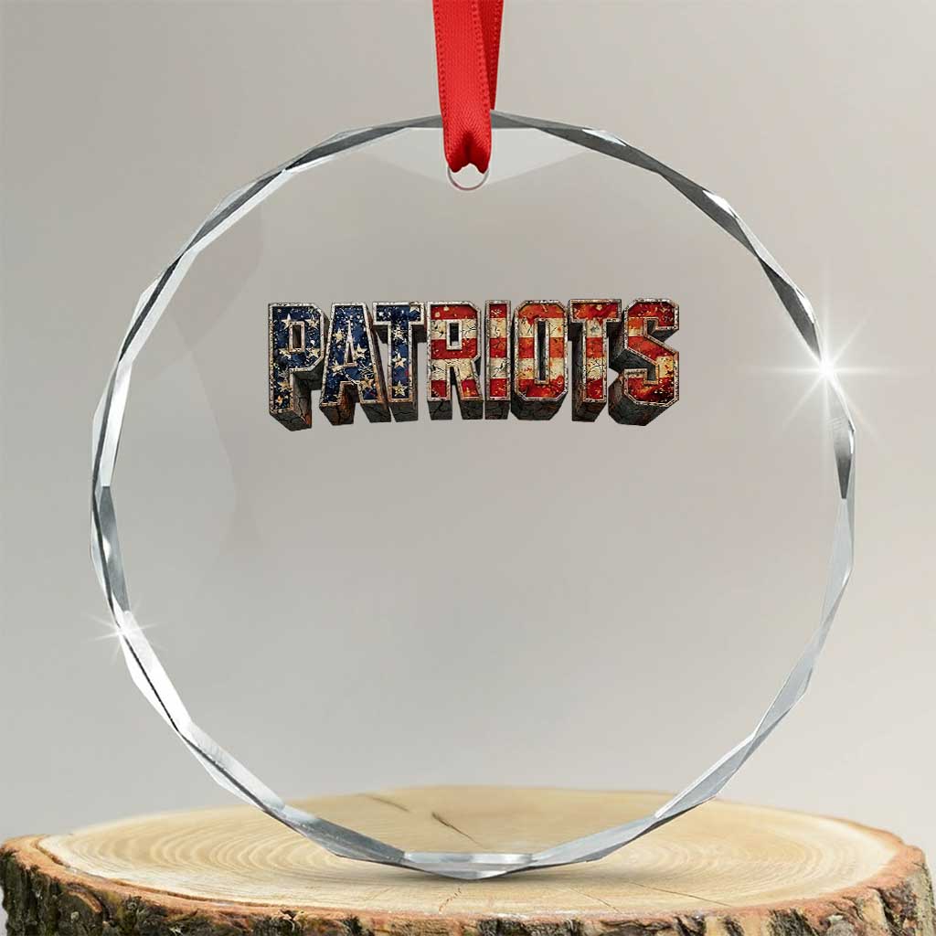 Patriotic American Flag Lettering Sports Graphic Crystal Glass Ornament Vintage Game Day Sports Fan TS02 Transparent Glass 3'' Circle Print Your Wear