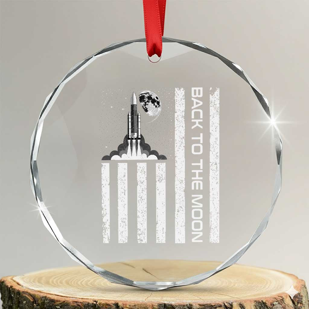 Patriotic American Pride Astronaut Lunar Mission Crystal Glass Ornament Back To The Moon TS12 Transparent Glass 3'' Circle Print Your Wear