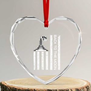 Patriotic American Pride Astronaut Lunar Mission Heart Crystal Glass Ornament Back To The Moon TS12 Transparent Glass 3'' Heart Print Your Wear