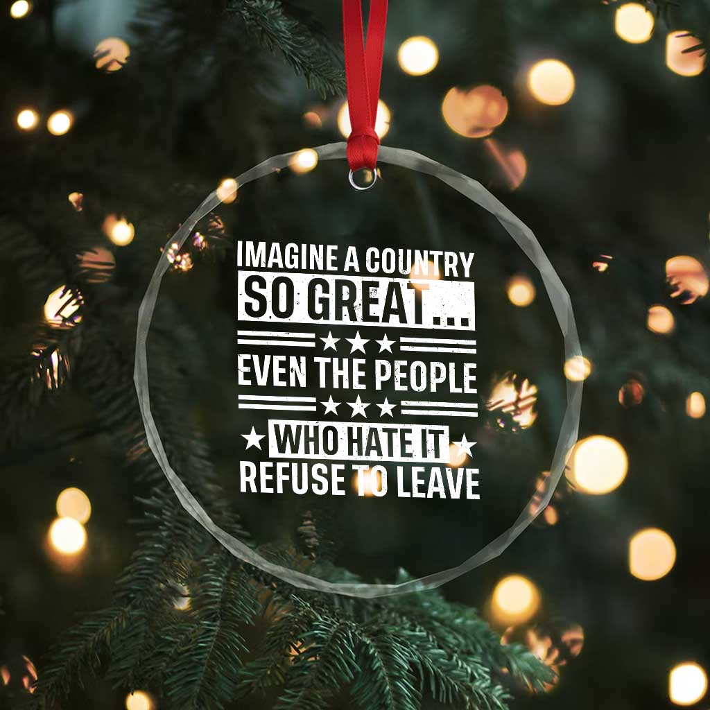 Patriotic American Pride Typography Graphic Crystal Glass Ornament Imagine A Country So Great Sarcasm TS02 Print Your Wear