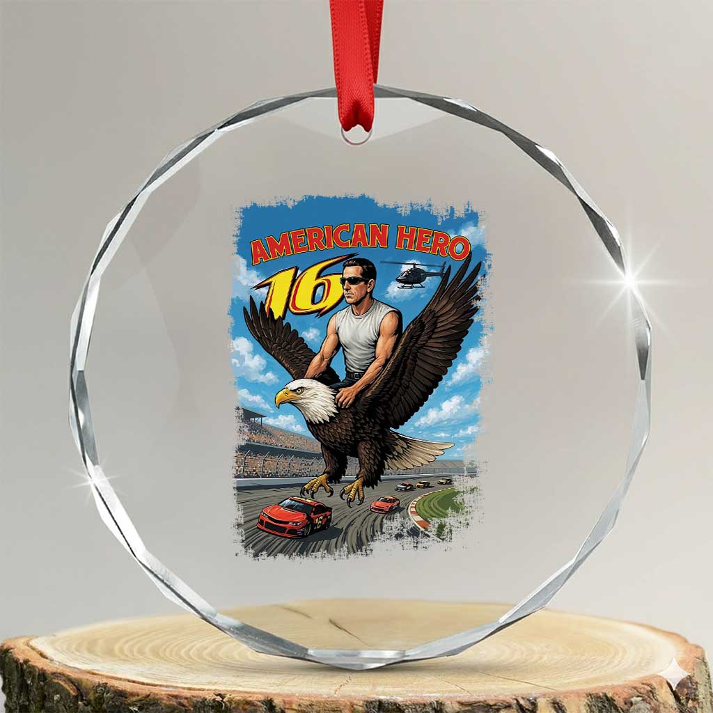 Patriotic Americanana Speed Legend 16 Tribute Crystal Glass Ornament American Hero Bald Eagle Speedway Memorial TS02 Transparent Glass 3'' Circle Print Your Wear