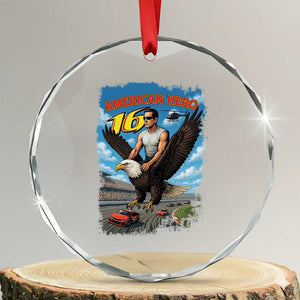 Patriotic Americanana Speed Legend 16 Tribute Crystal Glass Ornament American Hero Bald Eagle Speedway Memorial TS02 Transparent Glass 3'' Circle Print Your Wear