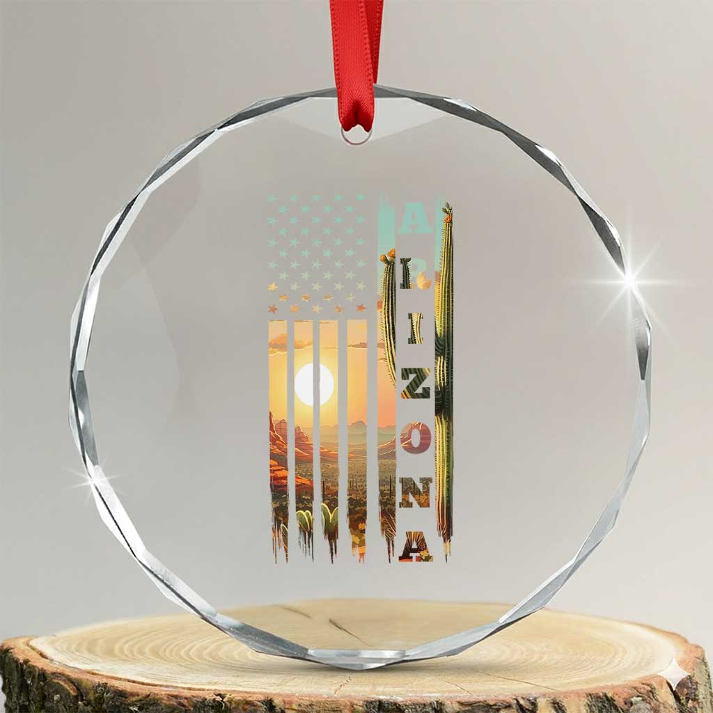 Patriotic Arizona State Flag Crystal Glass Ornament Southwest Landscape Gift TS12 Transparent Glass 3'' Circle Print Your Wear