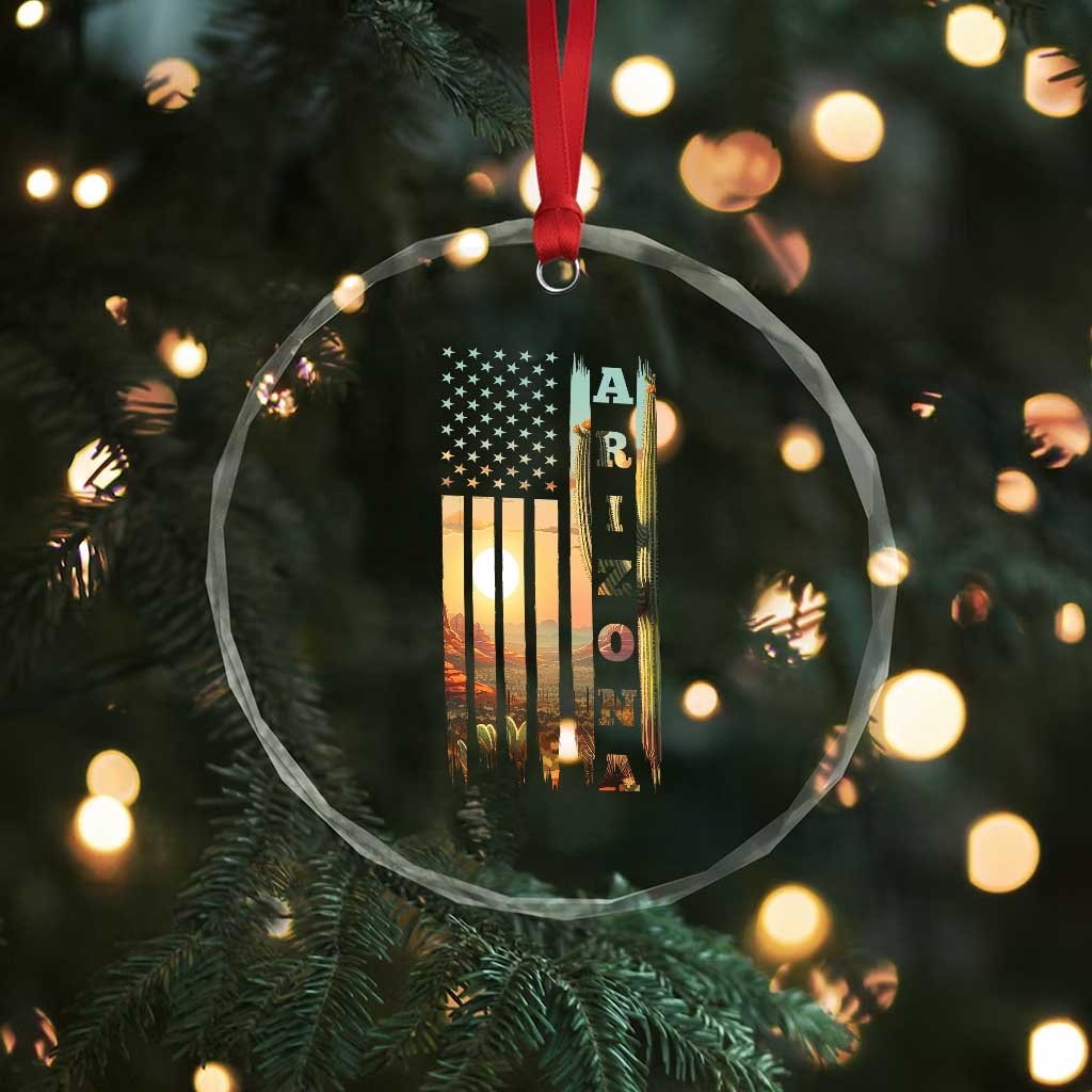 Patriotic Arizona State Flag Crystal Glass Ornament Southwest Landscape Gift TS12 Print Your Wear